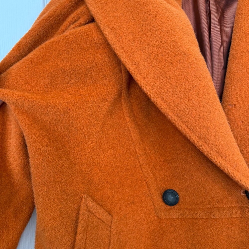 MAXMARA Burnt Orange Oversized Shawl Collar Wool Blend Cocoon Coat- DAMAGED - Picture 3 of 16